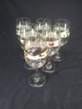 Collection 6 Hand painted Christmas Scene Stemware