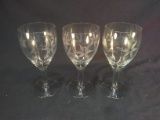 Collection 3 Vintage Etched Stems-Poinsettia Flower Pattern