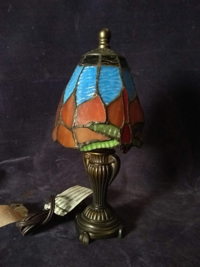 Contemporary Stained Glass Pedestal Table Lamp