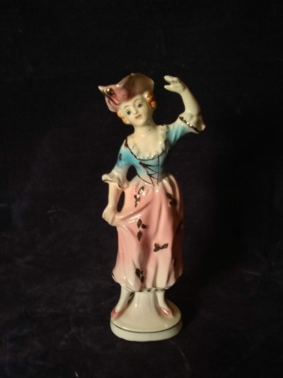Hand painted Japan Figure-Lady in Pink Dress