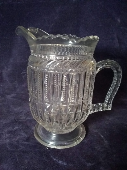 Early EAPG Ribbed and Feathered Pitcher