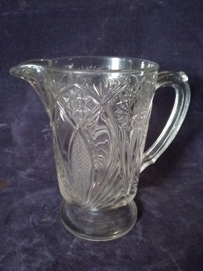 Antique EAPG Ribbed and Star of David Pitcher