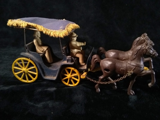 Cast Iron Toy - Surrey with Two Horse Team