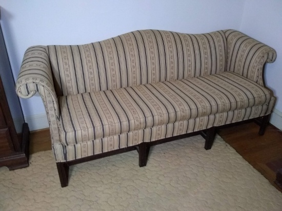Upholstered Six Leg Chippendale Couch