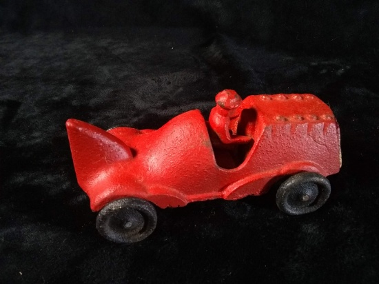 Cast Iron Toy -Red Finned Sports Car