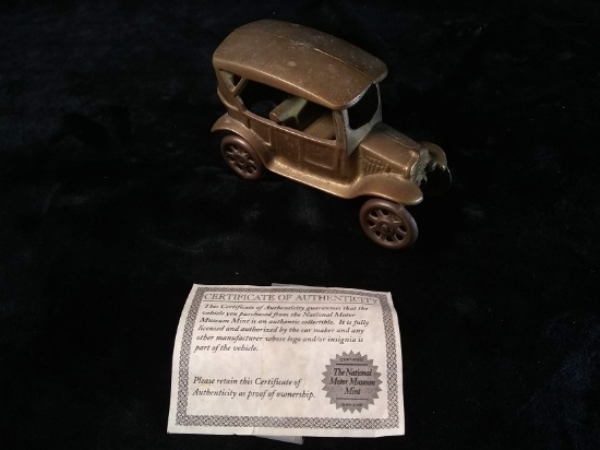 Spelter Metal Model T Bank with COA