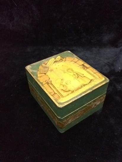 Vintage Wooden Decoupage Storage Box