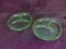 Pair Vintage Green Depression Vaseline Divided Plates