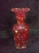 Antique Fenton Cranberry Ruffled Edge Pinched Bottle Vase
