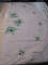 Vintage Linen Round Applique and Embroidered Tablecloth