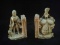 Pair Vintage Porcelain Bookends-Victorian Man and Woman