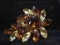 Antique Brooch-Amber and Clear Rhinestone