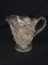 Vintage Lead Crystal and Pressed Pitcher with Bird Motif
