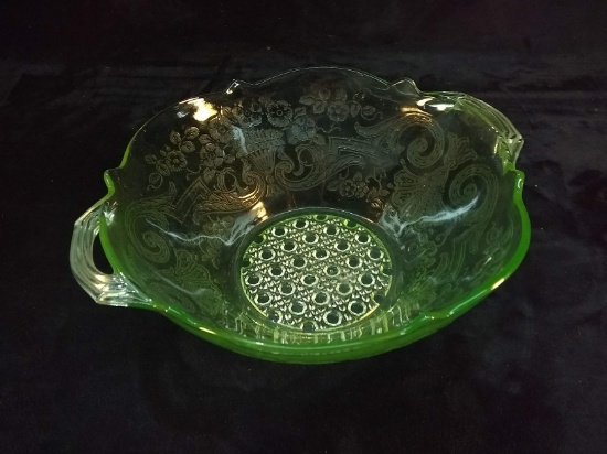 Vintage Green Depression Vaseline Bowl