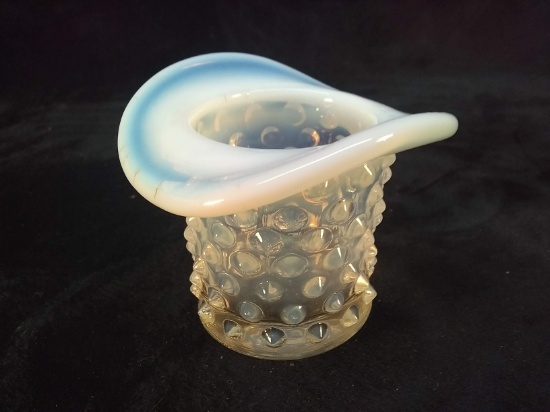 Vintage Fenton Opalescent Hobnail Hat Pin Holder (Hat)