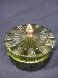 Vintage Forest Green Divided Covered Dish