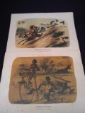Pair Unframed African American Prints-Creating a Sensation & A Mule Train on a Downgrade