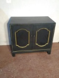 Vintage Black Lacquered Cabinet w/ Oriental Motif