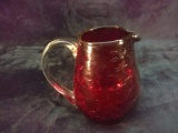 Antique Hand Blown Ruby Red Pitcher with Pontil