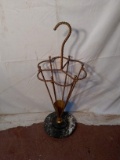 Vintage Twisted Metal Umbrella Stand w/ Marble Base
