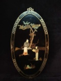 Oriental Black Lacquered, Shell and Mother of Pearl Wall Plaques