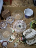 Assorted Glassware, Candlesticks, Bowls, Napkin Rings