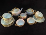 China-15 pcs Antique Hand painted Austria Floral and Iridescent Print
