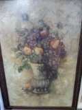 Contemporary Framed Acrylic on Board-Urn of Fruits