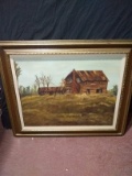 Framed Oil on Canvas-The Old Barn signed J. Chronil ?