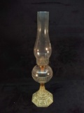 Antique Oil Lamp with Cast Iron Base