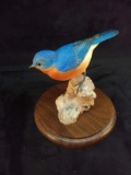 Hand Carved and Painted Blue Bird Figure