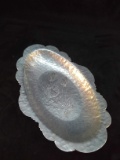 Hammered Aluminum Tray with Flower Detail