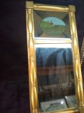 Antique Gold Gild French Trumeau Mirror with Reverse Painted Panel