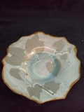 NC Pottery Rimmed Dish with Leaf Motif