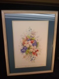 Framed and Matted Watercolor -Bermuda, Hibiscus, Morning Glory & Potato Vine  by Carole Holding