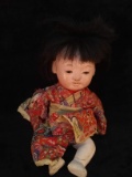Vintage Plaster Covered Cork Jointed Oriental Doll-As Found