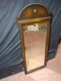 Antique Oak Framed Mirror with Bead work Detail