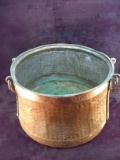 Antique Brass and Copper Hammered Double Handle Pot