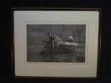 Antique Framed Lithograph-Waiting for A Bite-260/500 by Winslow Homer 1874