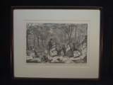 Antique Framed Lithograph- The Boston  Common -229/500 by Winslow Homer 1858