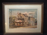 Framed and Matted Watercolor-Laundry Day-signed J. Cappel
