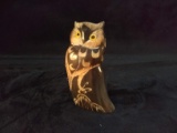 Hand Carved Cow Horn -Owl
