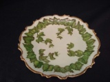 Antique Hand painted Plate with Leaf Motif by Dora Daniel 1894