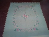 Antique Southern Quilt-Seafoam Green with Applique Flower Border
