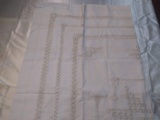 Vintage Linen Pull Work Rectangle Tablecloth