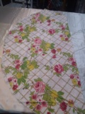 Vintage Linen Oblong Printed Cotton Tablecloth