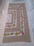 Vintage Cotton Blend Printed Rectangle Tablecloth