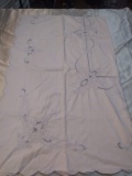Vintage Large Cotton Embroidered and Open Work Tablecloth