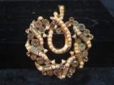 Antique Brooch-Clear Rhinestone and Faux Pearls