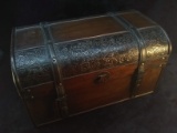 Decorative Wooden and Metal Dome Top Storage Trunk